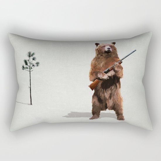 Bear with a shotgun Rectangular Pillow