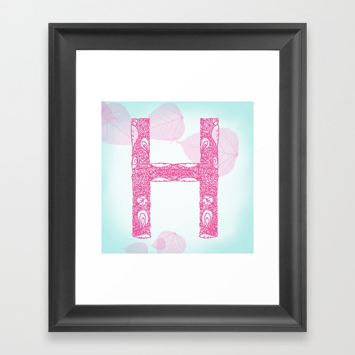 Floral Letter 'H' Framed Art Print