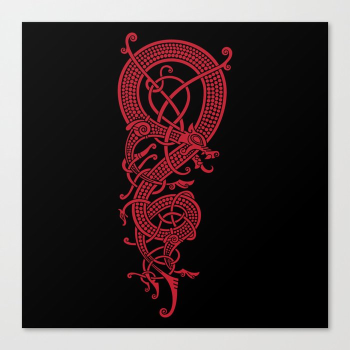 The viking dragon Fáfnir (red) Canvas Print