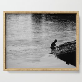 Child of the Lake - Black and White Photography Serving Tray