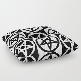 Pentagrams Pattern--Black & White Floor Pillow
