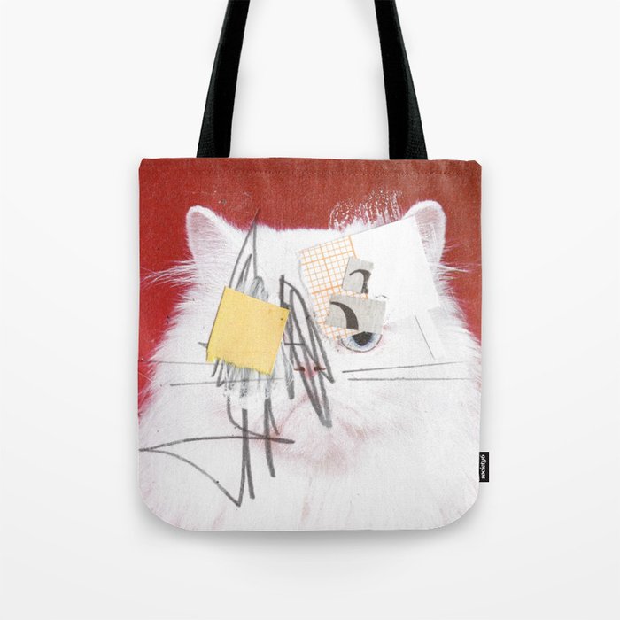 white cat disaster 2 Tote Bag