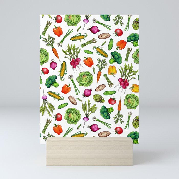 Vegetable Garden - Summer Pattern With Colorful Veggies Mini Art Print
