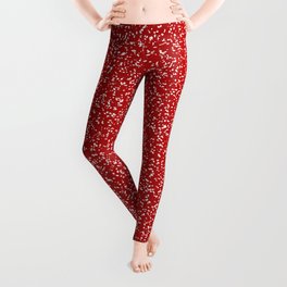 Red and white spotted texture. Abstract dots. Small polka Leggings