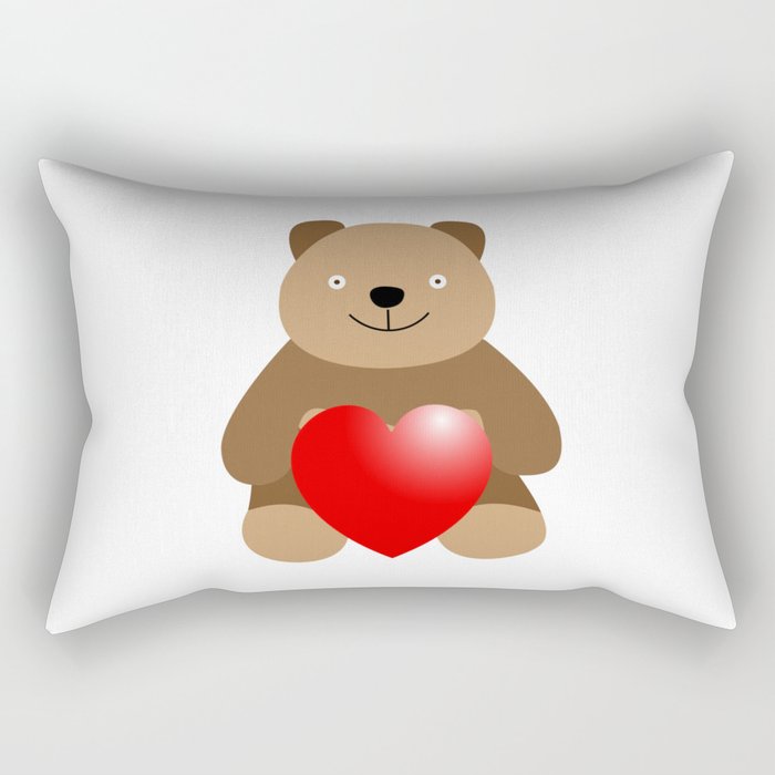 Funny bear with a heart Rectangular Pillow