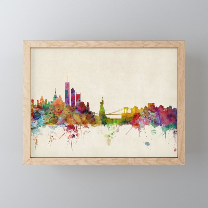 New York City Skyline Framed Mini Art Print