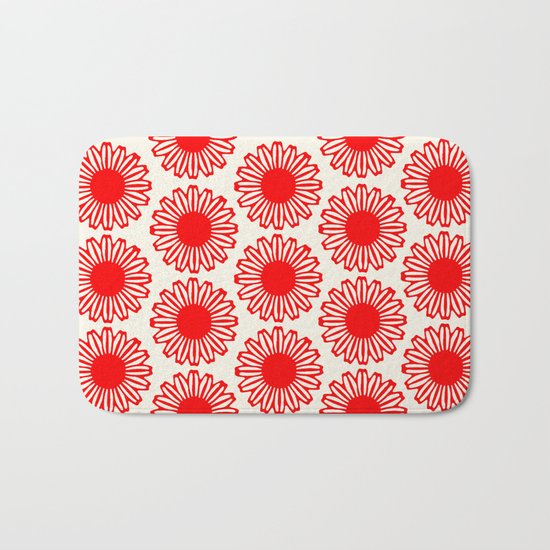vintage flowers red Bath Mat