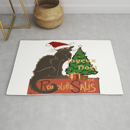 Joyeux Noel Le Chat Noir With Tree And Gifts Rug