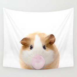 Guinea Pig Blowing Bubble Gum by Zouzounio Art Wall Tapestry