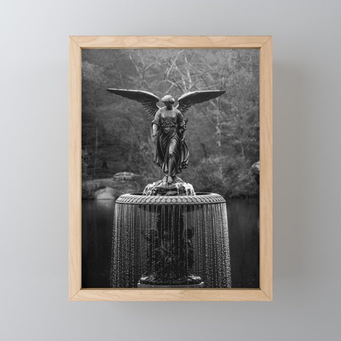 Believe in Magic, Bethesda Terrace Angel Fountain black and white photograph / art photography Framed Mini Art Print