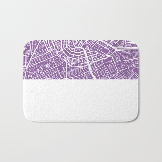 Amsterdam map lilac Bath Mat