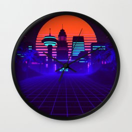 Synthwave Space #5: Space city Wall Clock