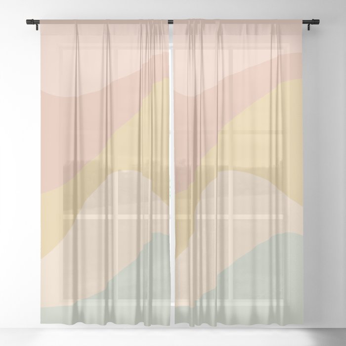 Abstract Color Waves - Neutral Pastel Sheer Curtain