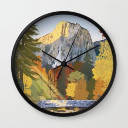 Yosemite - Half Dome Wall Clock | Mountain, Halfdome, Digital, California, Nature, River, Nationalpark, Trees, Westcoast, Fall 