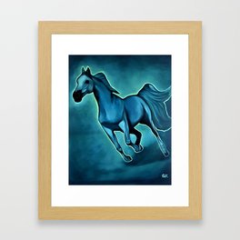 Arabian horse with blue color theme Framed Art Print
