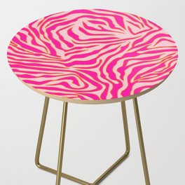 Zebra Print Pink And Orange Zebra Stripes Wild Animal Print Preppy Decor Modern Zebra Pattern Side Table