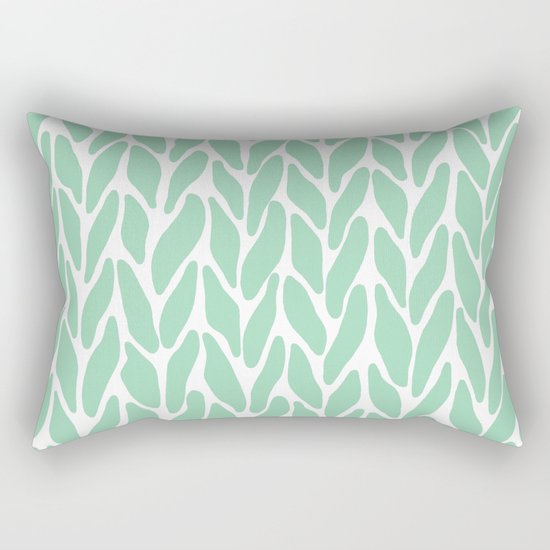Hand Knitted Mint Rectangular Pillow