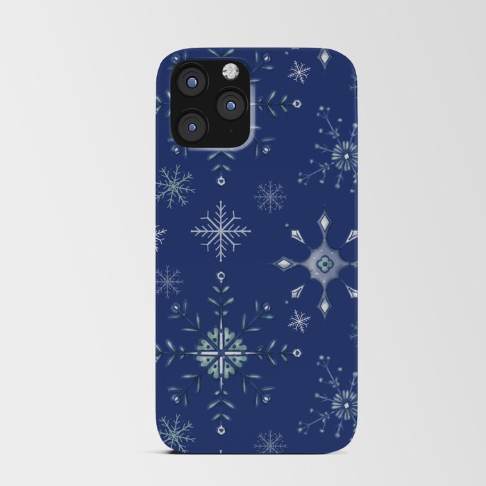 Snowflakes - Dark Blue iPhone Card Case
