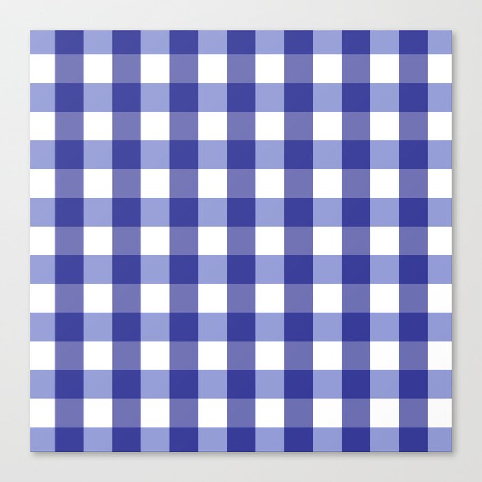 Gingham Plaid Pattern (blue/white) Canvas Print