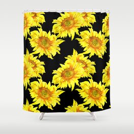 Watercolor sunflower seamless pattern Shower Curtain