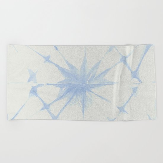 Shibori Starburst Sky Blue on Lunar Gray Beach Towel