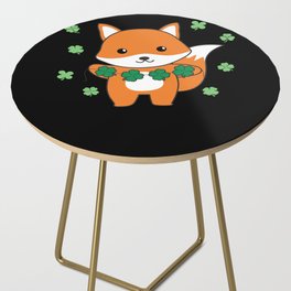 Fox With Shamrocks Cute Animals For Luck Side Table