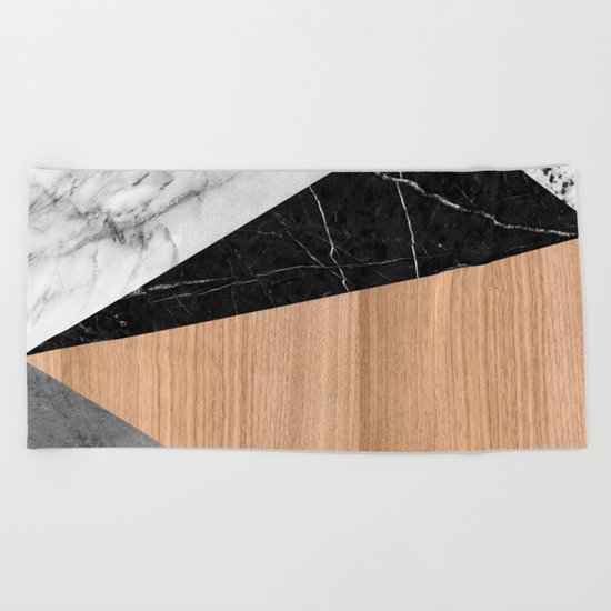 Marble, Garnite, Teak Wood Abstract Beach Towel