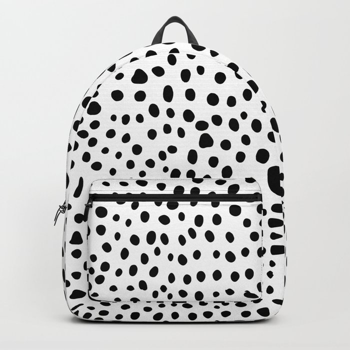 black and white polka dot backpack