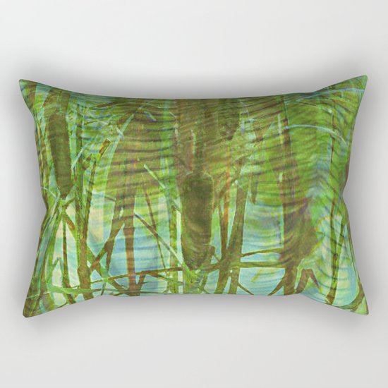 Blue Reed Rectangular Pillow