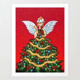 Christmas Fairy Art Print | Garland, Fantasy, Tinsel, Christmasfairy, Magic, Painting, Christmastree, Magical, Holiday, Angel 