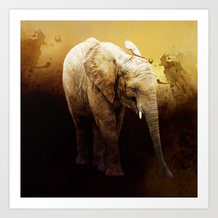 The cute elephant calf Art Print