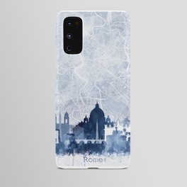 Rome Skyline Map Watercolor Navy Blue, Print by Zouzounio Art Android Case