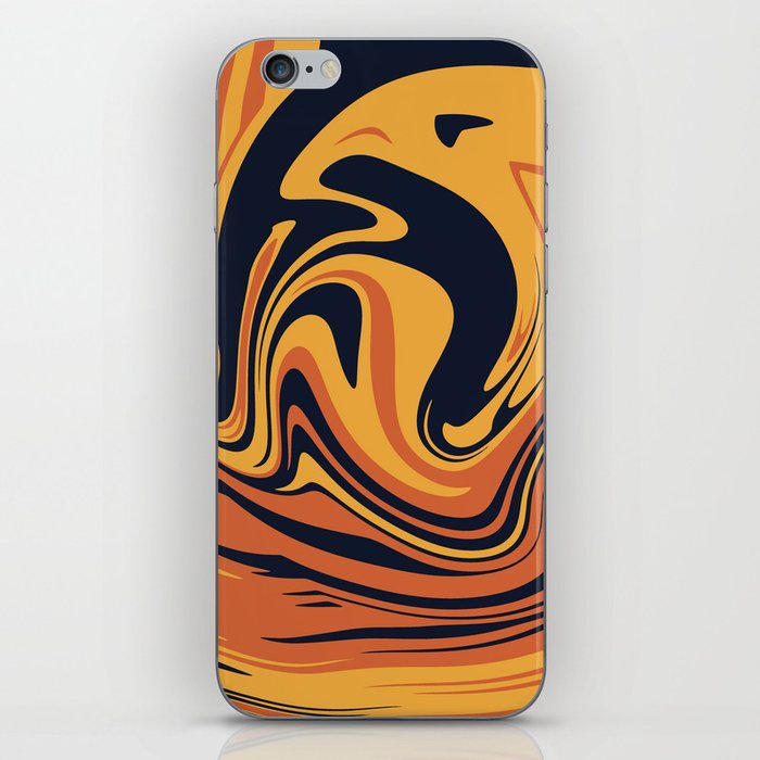 The orange, dark blue and yellow colored pattern. iPhone Skin