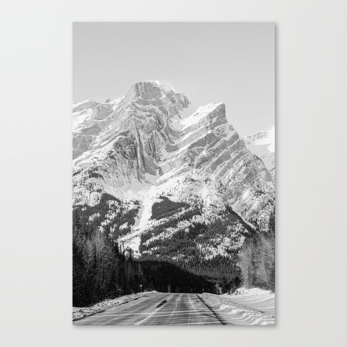 Rocky Mountains Black and White Canvas Print