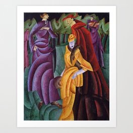 The Jesuit Walking in the Gardens III, portrait art deco painting by Lyonel Feininger Art Print