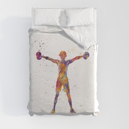 Fitness in watercolor Duvet Cover