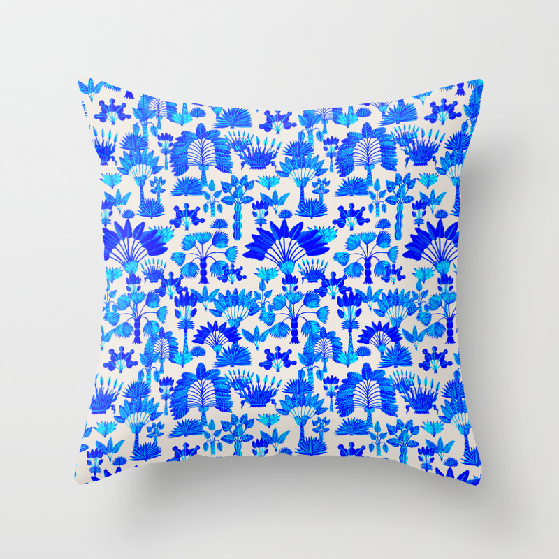 Exotic Garden Blue Throw Pillow By Silverpegasus Society6