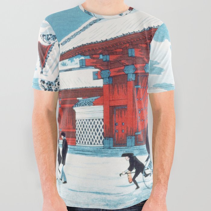 The Red Gate of Hongo in Snow  All Over Graphic Tee