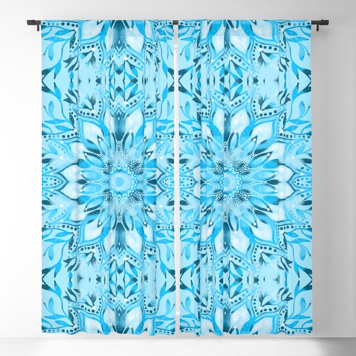 Ice Blue Petals Blackout Curtain