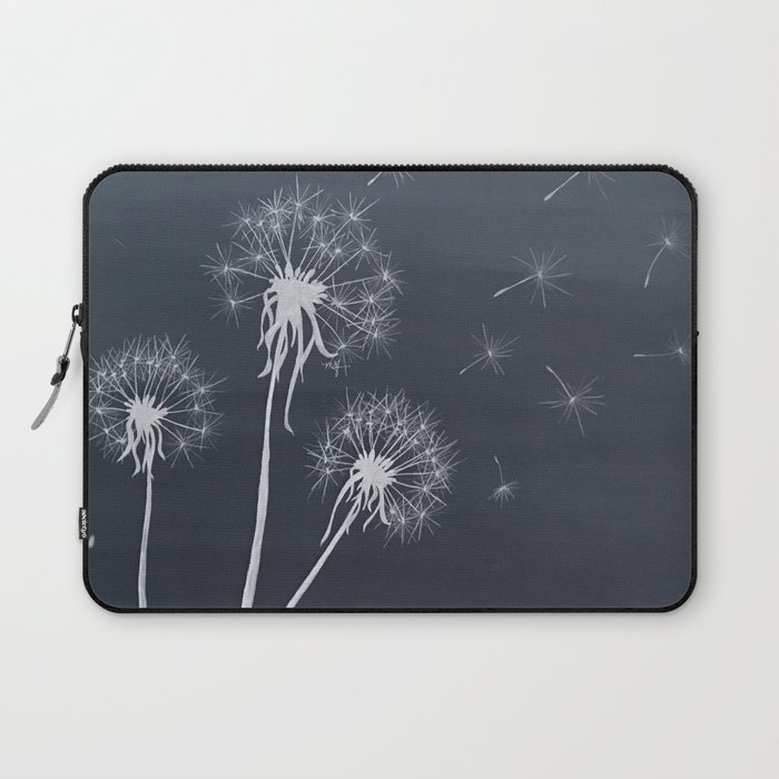 Black and White Wishing upon a Dandelion Laptop Sleeve