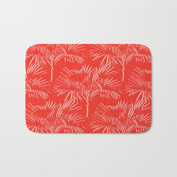 70’s Retro Palms Red Bath Mat