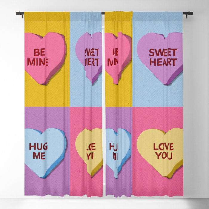 Nice Candy Heart Valentines Blackout Curtain