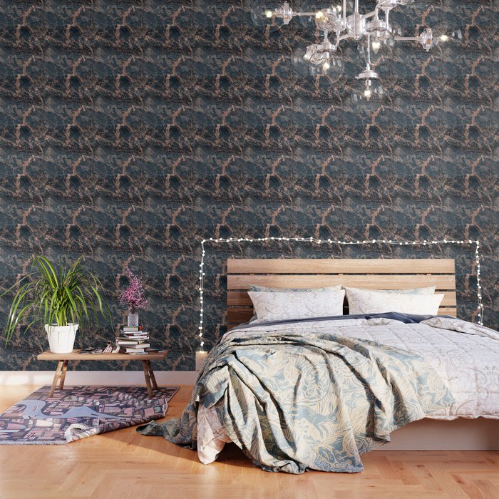 Blue Rose Gold Marble Wallpaper By Christyne Society6