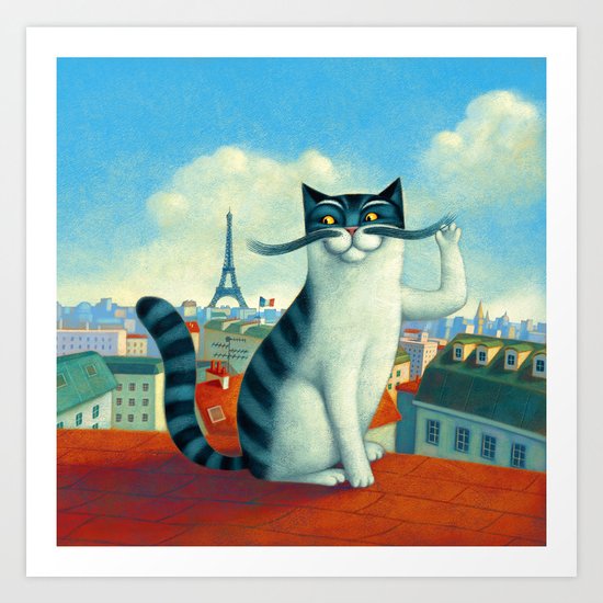 A cat in Paris Art Print