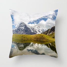 Swiss Eiger mountain reflection Throw Pillow