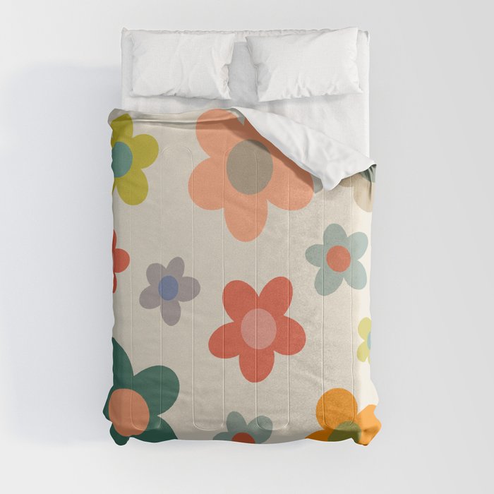 Flower Power Floral | Retro 60s 70s Comforter