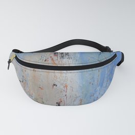 Blue sage tan ivory water coastline abstract Fanny Pack