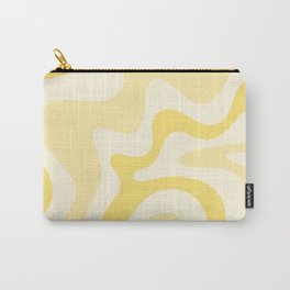 Retro Liquid Swirl Abstract Square in Soft Pale Pastel Yellow Carry-All Pouch | Pale, Yellow, Pattern, Digital, Vibe, Cool, 80S, Joyful, 60S, Retro 
