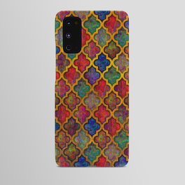 Moroccan tile red blue green iridescent pattern Android Case