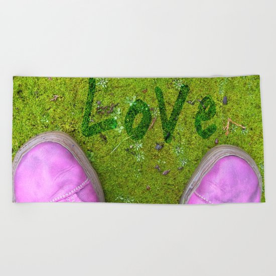 Vegetal Garden and Pink Shoes Beach Towel